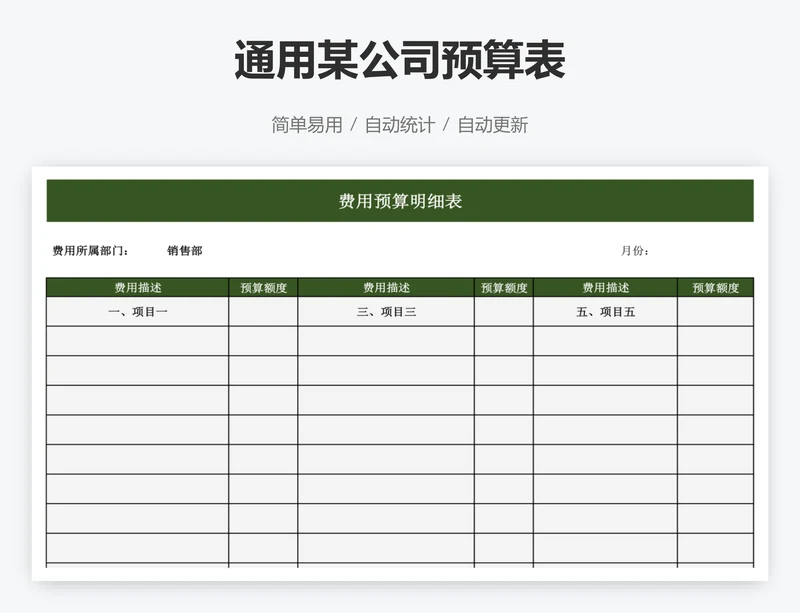 通用某公司预算表