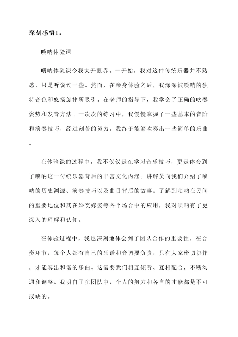 唢呐体验课的感想