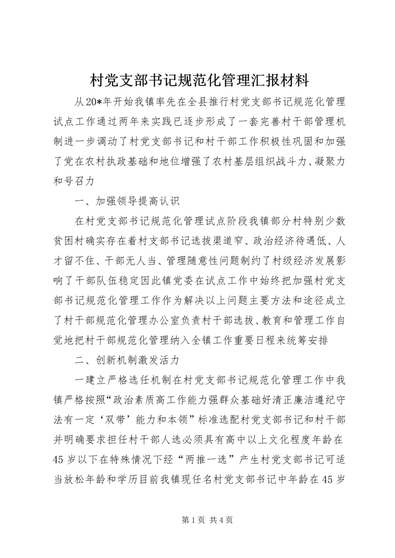 村党支部书记规范化管理汇报材料.docx