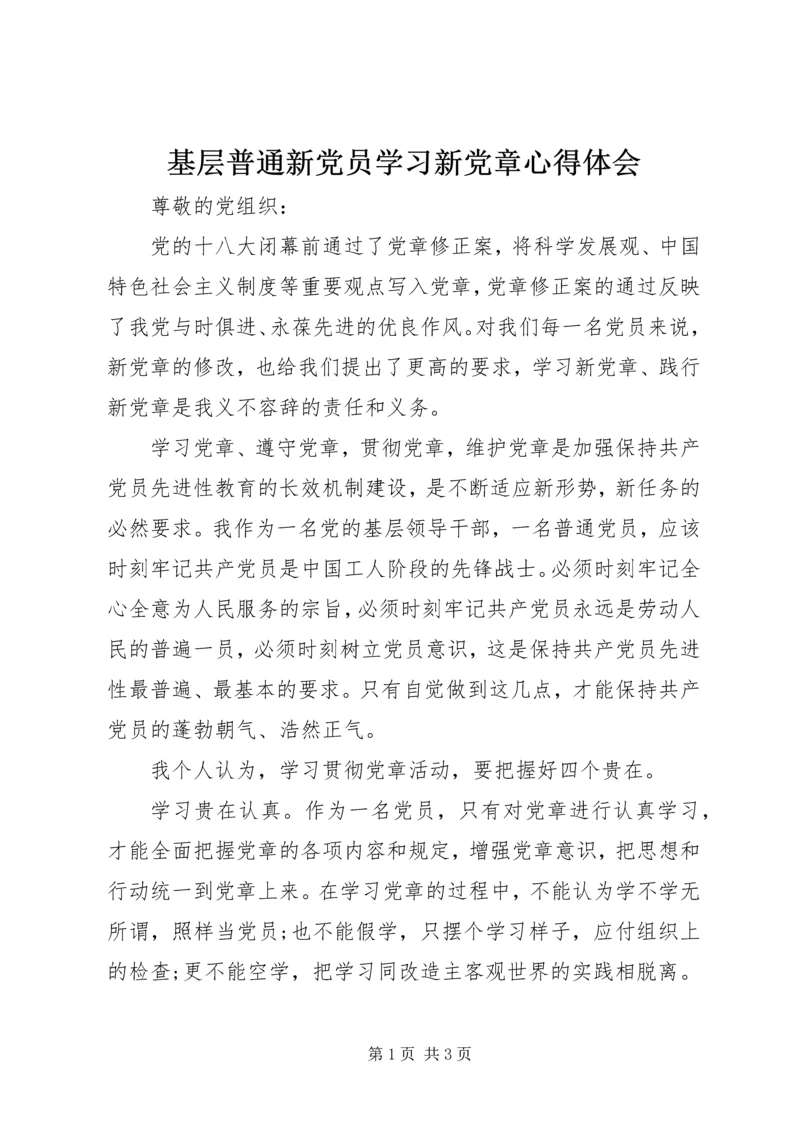 基层普通新党员学习新党章心得体会 (8).docx