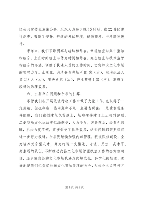 县文广新局上半年依法行政工作自查报告.docx