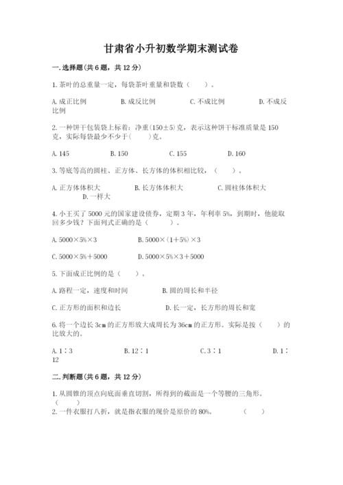 甘肃省小升初数学期末测试卷及一套参考答案.docx