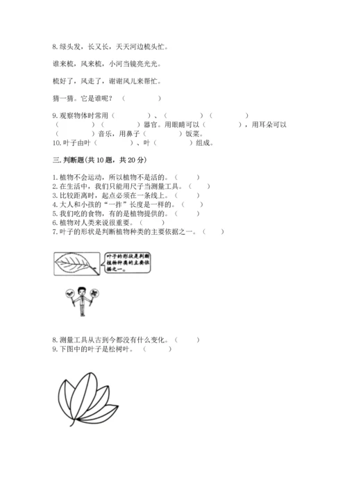 教科版一年级上册科学期末测试卷附答案下载.docx