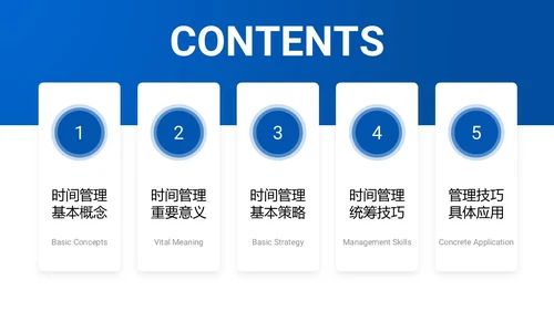 蓝色简约时间管理与提升工作效率商务通用PPT模板