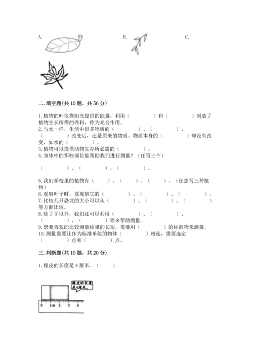 教科版一年级上册科学期末测试卷及答案【有一套】.docx