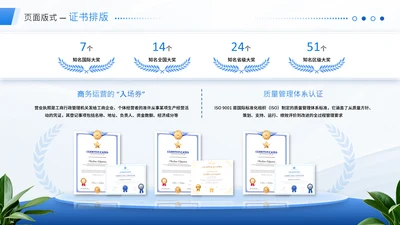 蓝色系渐变风职业荣誉证书页