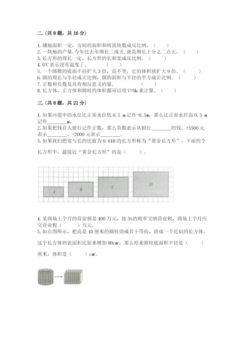 人教版数学小升初模拟试卷及参考答案（达标题）.docx