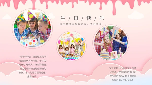 粉色生日会儿童生日相册ppt模板
