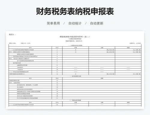 财务税务表纳税申报表