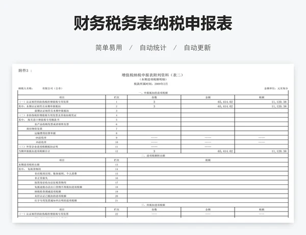 财务税务表纳税申报表