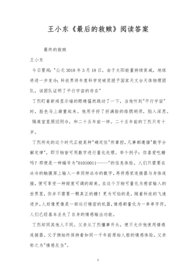 王小东《最后的救赎》阅读答案.docx