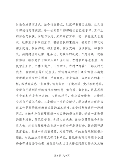 县委副书记纪委书记在纪律教育动员会上的讲话.docx