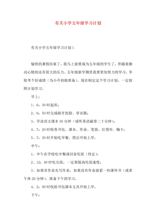 有关小学五年级学习计划.docx