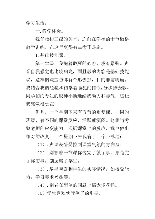 美术教师的实习总结