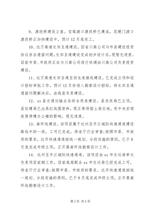 交通运输局重点项目建设工作总结.docx