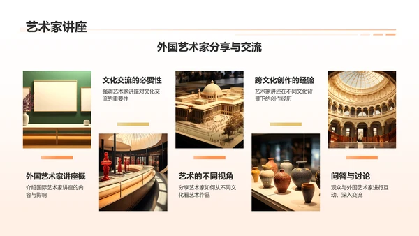 橙色3D风国际博物馆PPT模板