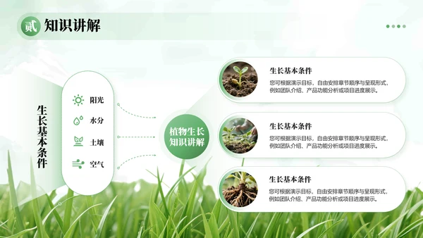 绿植水彩小清新教学通用PPT模板