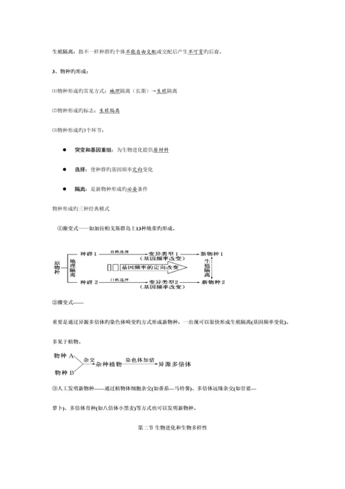 2023年高中生物必修二现代生物进化理论知识点.docx