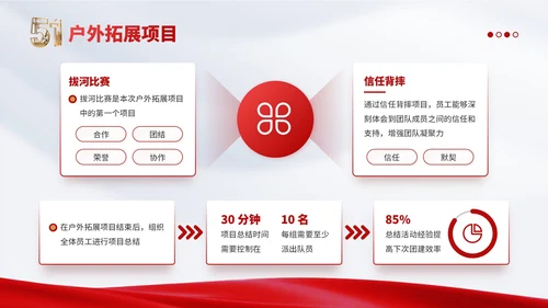 红金党政风劳动节企业团建活动PPT模板