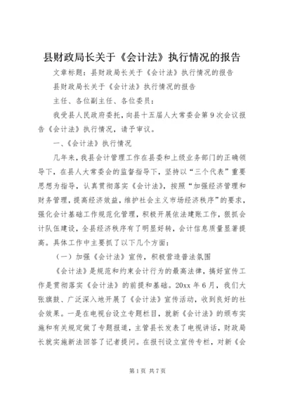 县财政局长关于《会计法》执行情况的报告.docx