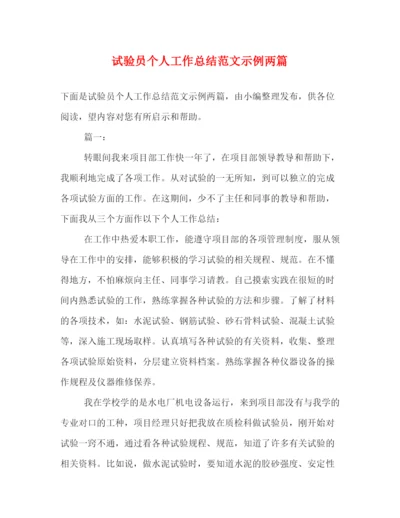 精编之试验员个人工作总结范文示例两篇.docx