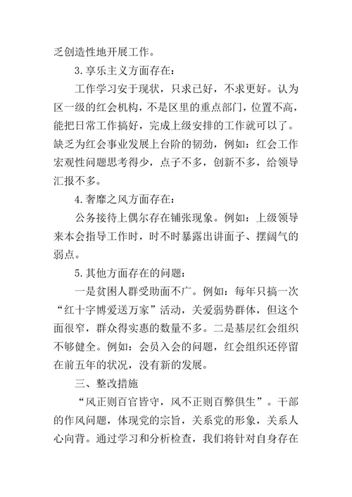 红十字会领导班子群众路线教育实践活动整改方案