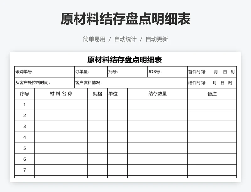 原材料结存盘点明细表