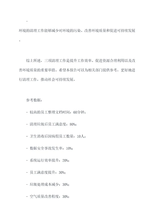 三项清理工作报告