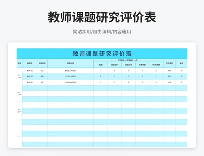 简约风教师课题研究评价表