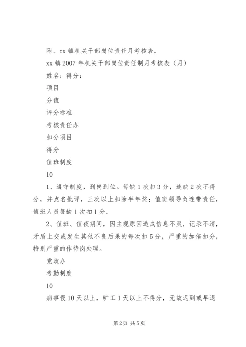 乡镇机关干部岗位责任制月考核办法.docx