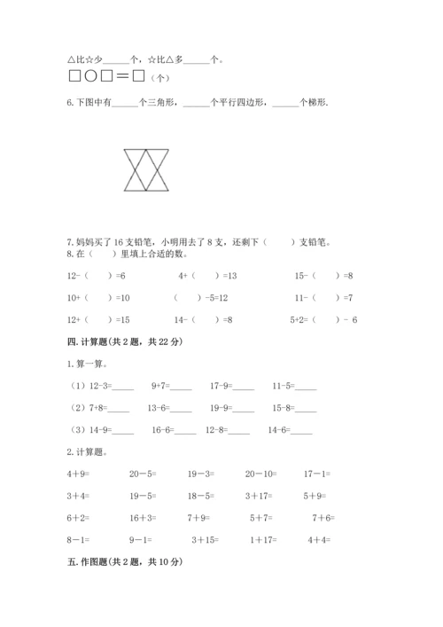 人教版一年级下册数学期中测试卷精品【名师推荐】.docx