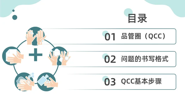 商务风提高手卫生依从性QCC知识培训品管圈医疗质量管理品管圈