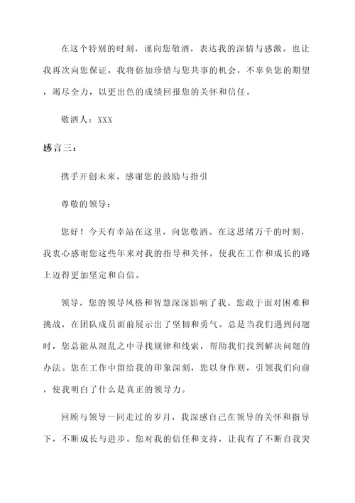 关于给领导敬酒的感言