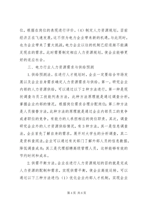 电力企业人力资源规划方案.docx