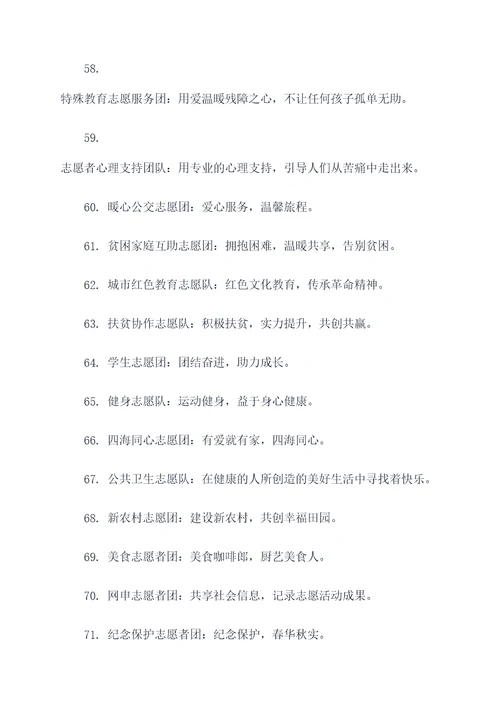 志愿团队名字和口号简短