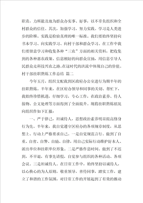 农村个人挂职工作总结优秀9篇
