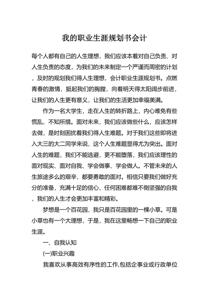 我的职业生涯规划书会计