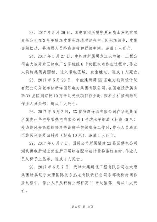全国电力安全生产事故统计20XX年.docx