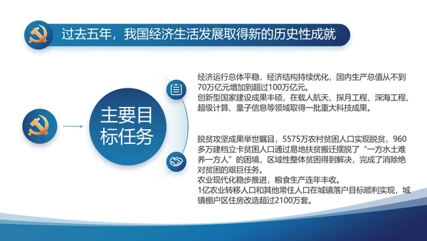 蓝色党建党支部年终工作总结汇报计划PPT党课