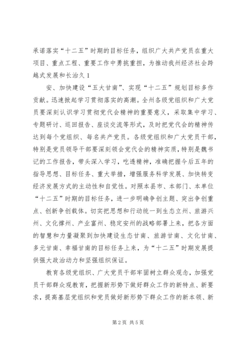 学习州党代会精神心得体会 (2).docx