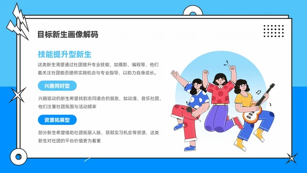 蓝色插画风校园社团招新指南PPT模板