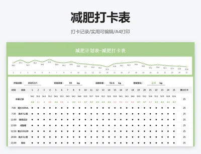 减肥打卡表