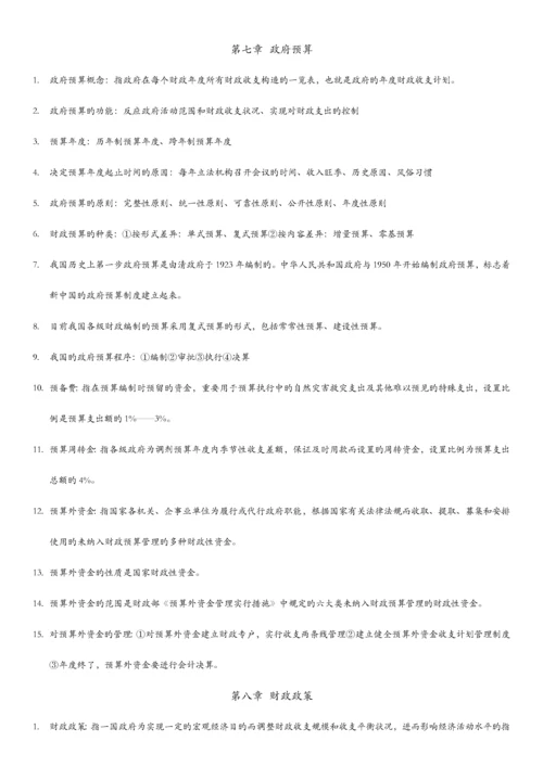 2023年自考00060财政学重点知识.docx