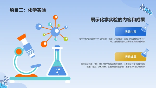 蓝色手绘风小学生科学实验探索分享PPT模板