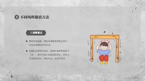 灰色复古简约插画512全国防灾减灾日防震减灾安全通行宣传课