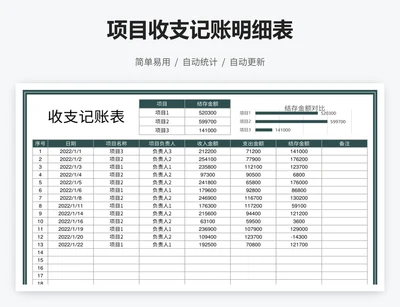 项目收支记账明细表