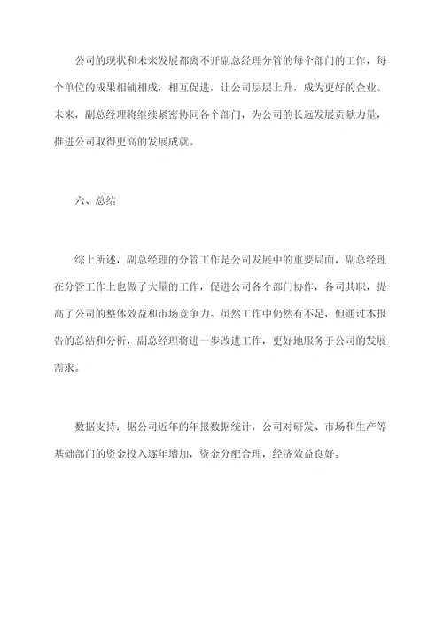 副总经理分管工作报告