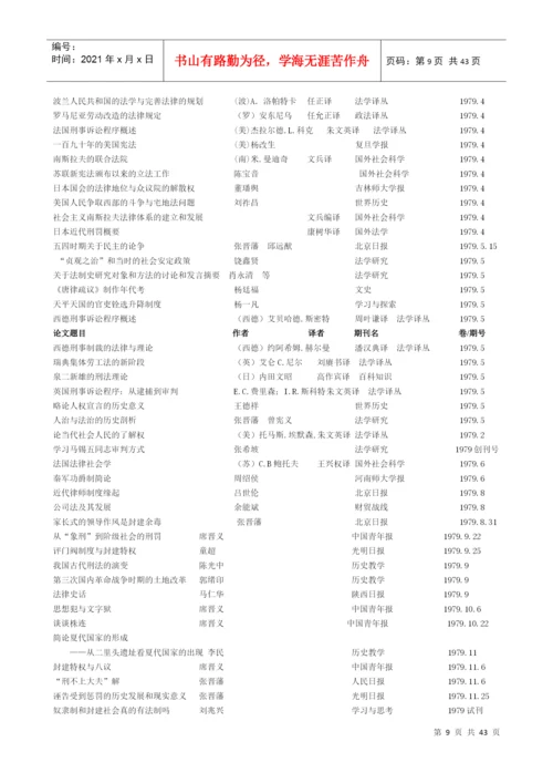 新中国成立以来发表的法律史论文目录(一).docx