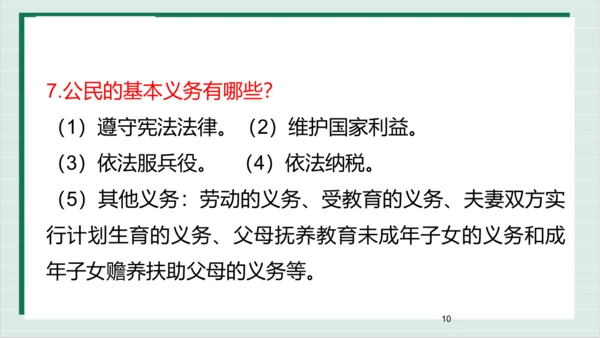 【核心考点】第二单元 理解权利义务 复习课件(共41张PPT)