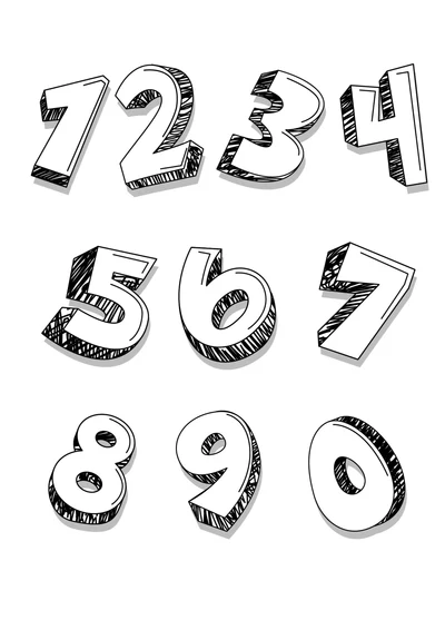 黑白立体0-9数字编号